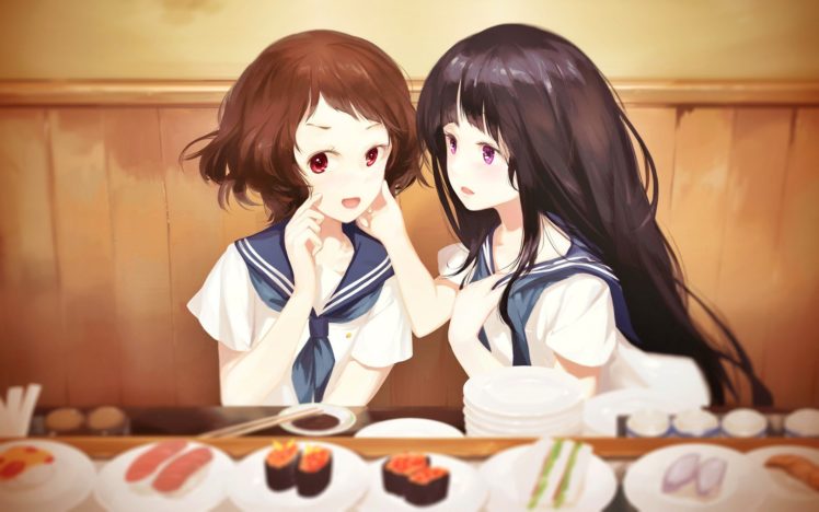 anime, Anime girls, Hyouka, Ibara Mayaka, Chitanda Eru, School uniform HD Wallpaper Desktop Background