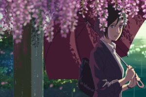 Yukino Yukari, Umbrella, Flowers, Makoto Shinkai