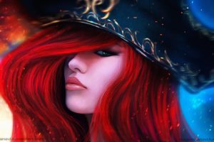 anime girls, Anime, Realistic, Render, Miss Fortune, Digital art, Funny hats, League of Legends, Video games, MagicnaAnavi, Redhead