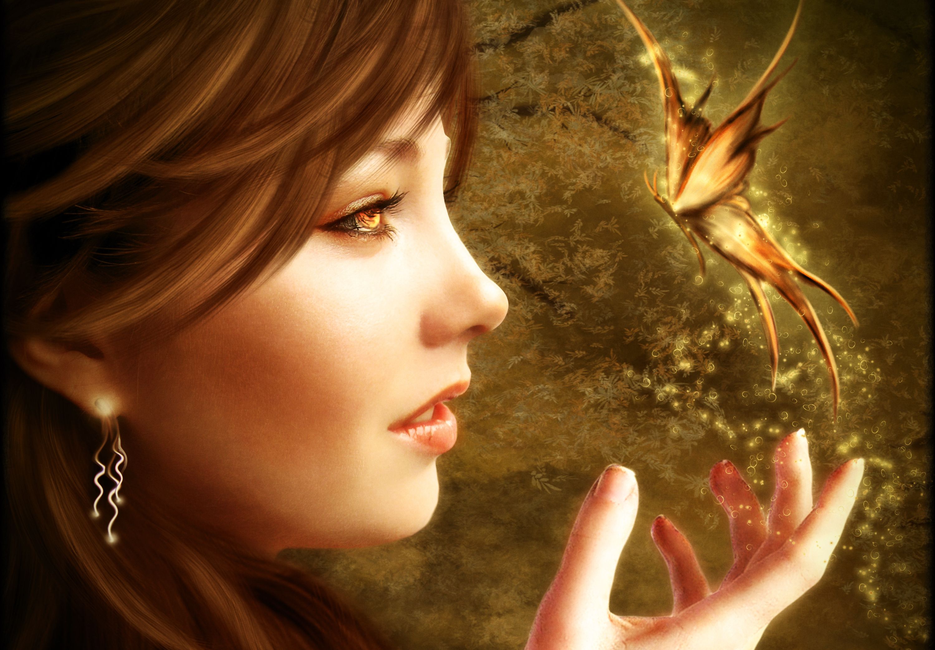magic, Butterflies, Face, Fantasy, Girls, Butterfly, Magical, Bokeh Wallpaper