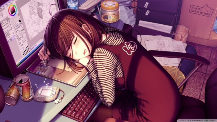 anime girls, Sleeping, Sayori, Original characters, Anime HD Wallpaper Desktop Background