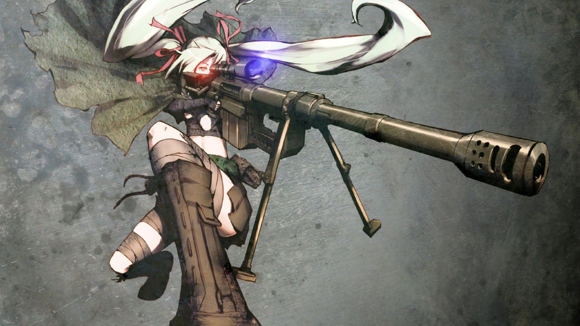 anime girls, Original characters, Twintails, Gun, Sniper rifle, Anime Wallpaper