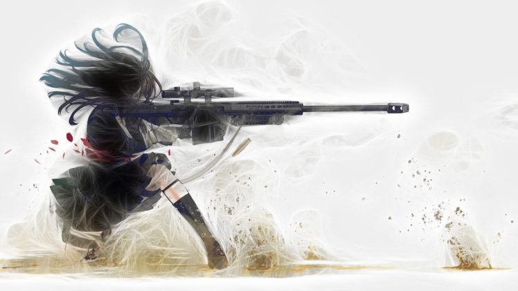 anime girls, Gun, Sniper rifle, Kozaki Yuusuke HD Wallpaper Desktop Background