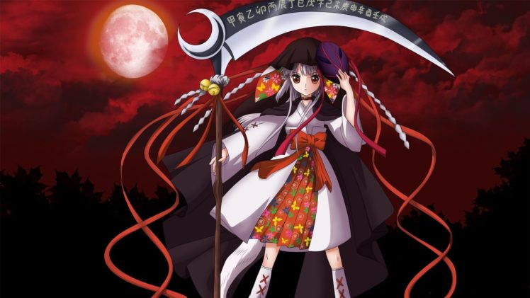 scythe, Weapon, Ookami Kakushi, Kushinada Nemuru, Anime girls, Anime HD Wallpaper Desktop Background