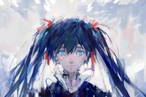 anime, Anime girls, Twintails, Vocaloid, Hatsune Miku, Blue hair