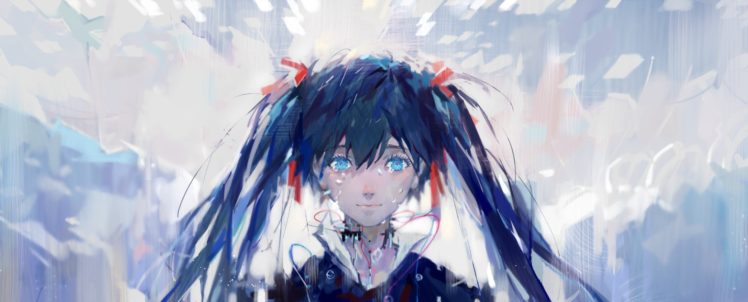 anime, Anime girls, Twintails, Vocaloid, Hatsune Miku, Blue hair HD Wallpaper Desktop Background