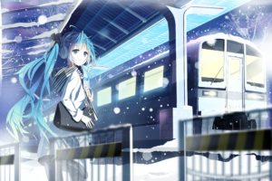 snow, Train station, Winter