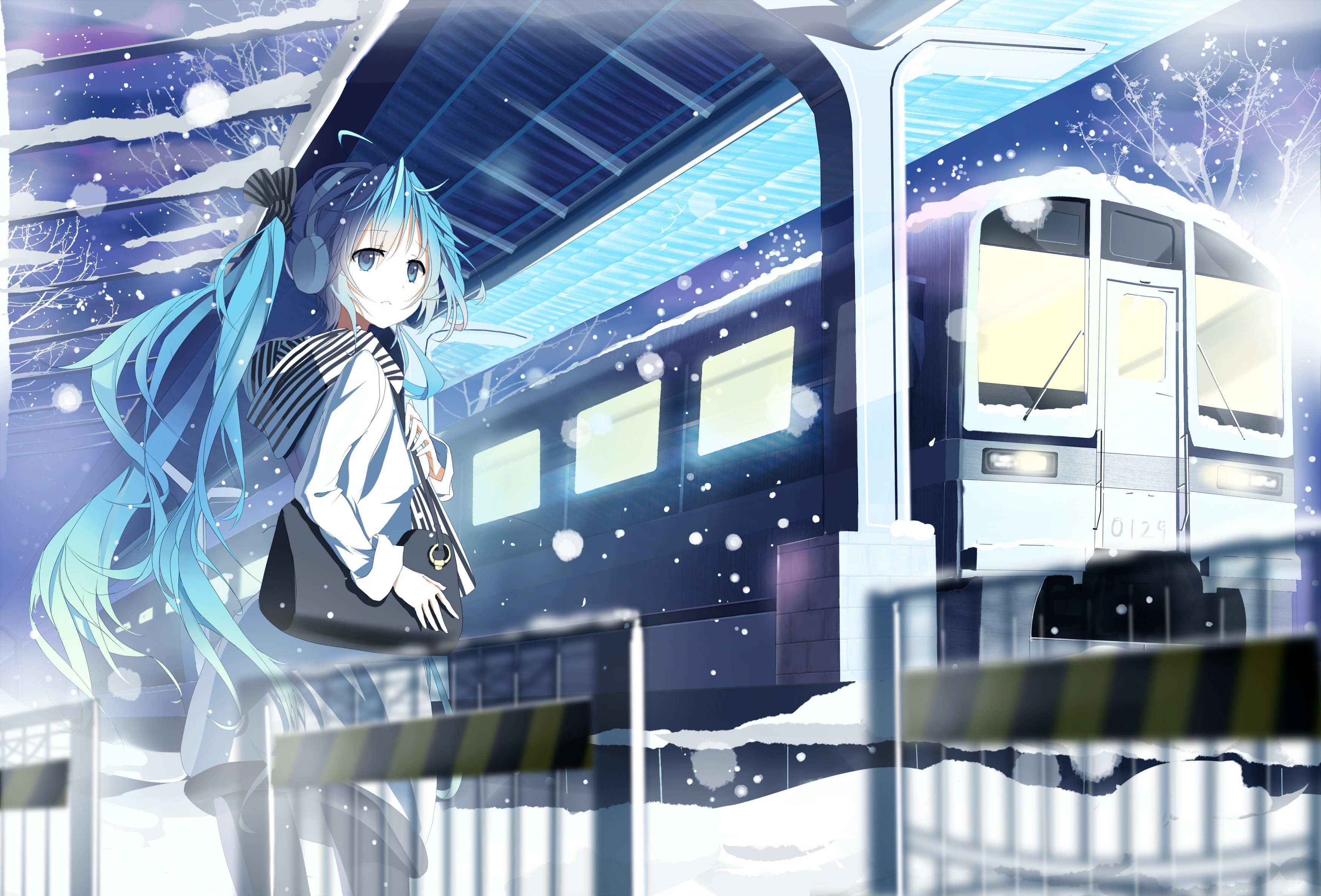 snow, Train station, Winter Wallpaper