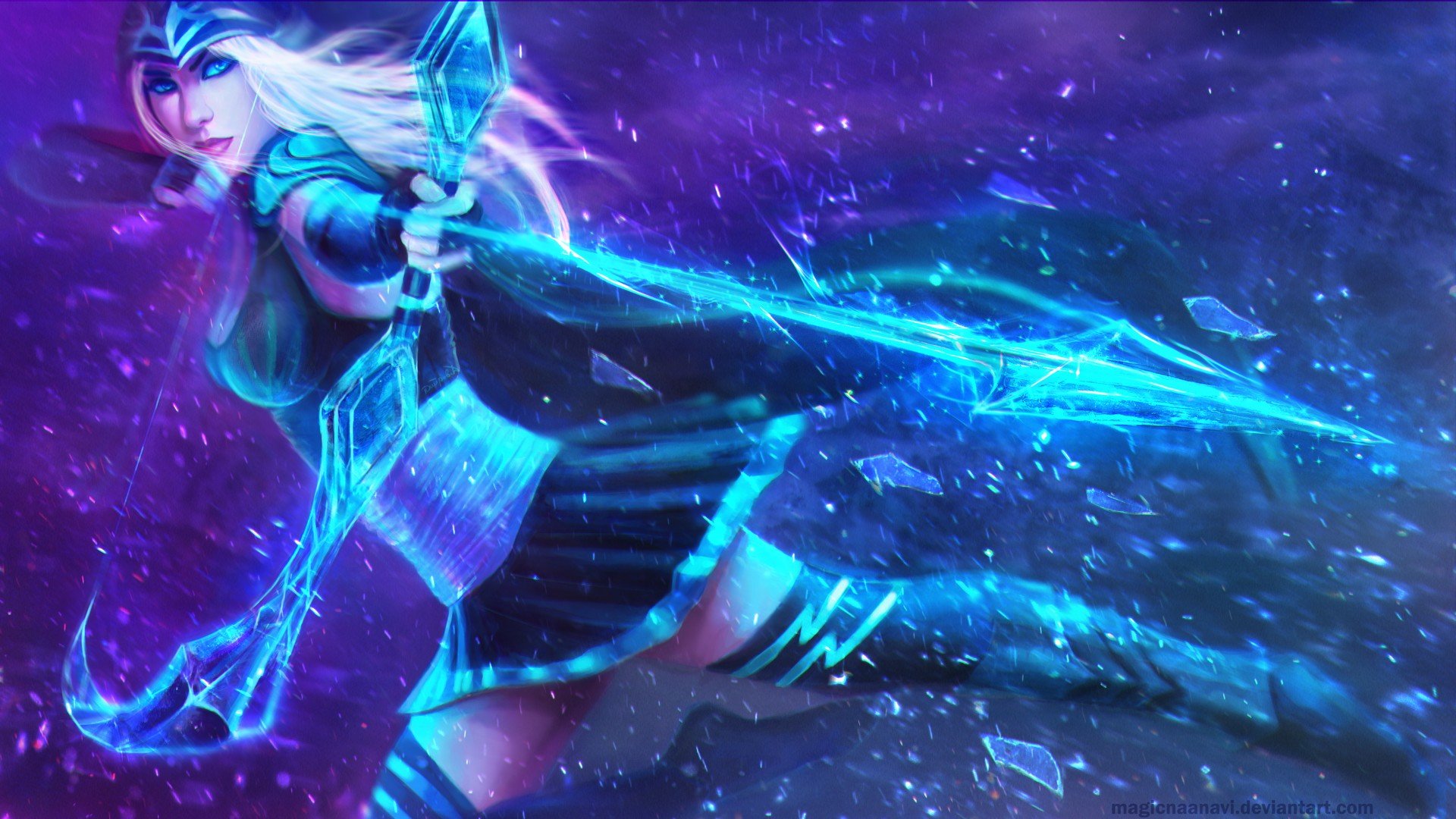 anime girls, Anime, Realistic, Render, League of Legends, Ashe, MagicnaAnavi, Bow and arrow, Short skirt Wallpaper