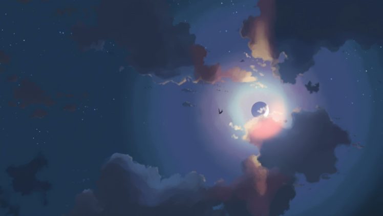 sky, Anime, Moon, Night, 5 Centimeters Per Second HD Wallpaper Desktop Background