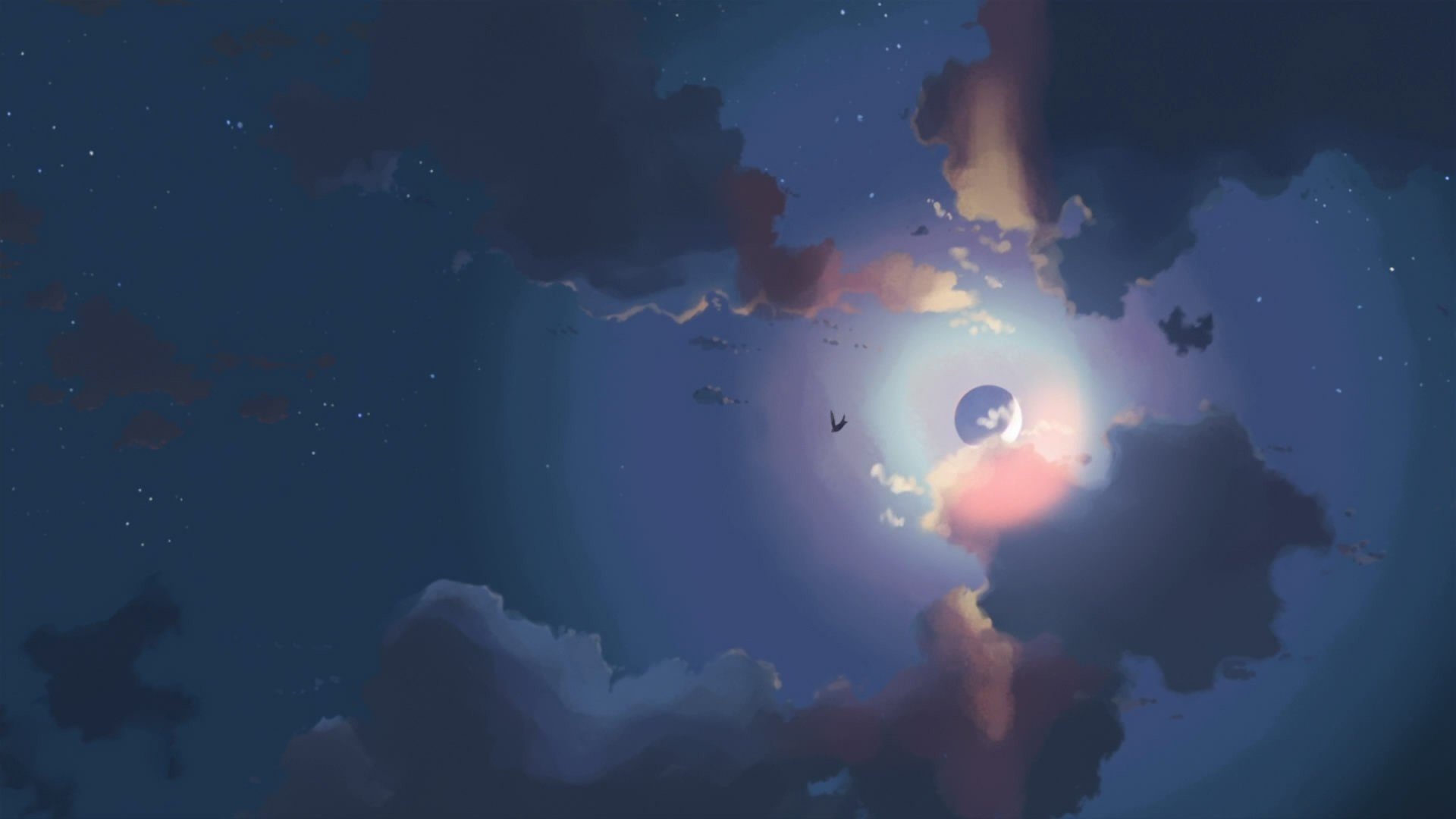 sky, Anime, Moon, Night, 5 Centimeters Per Second Wallpaper