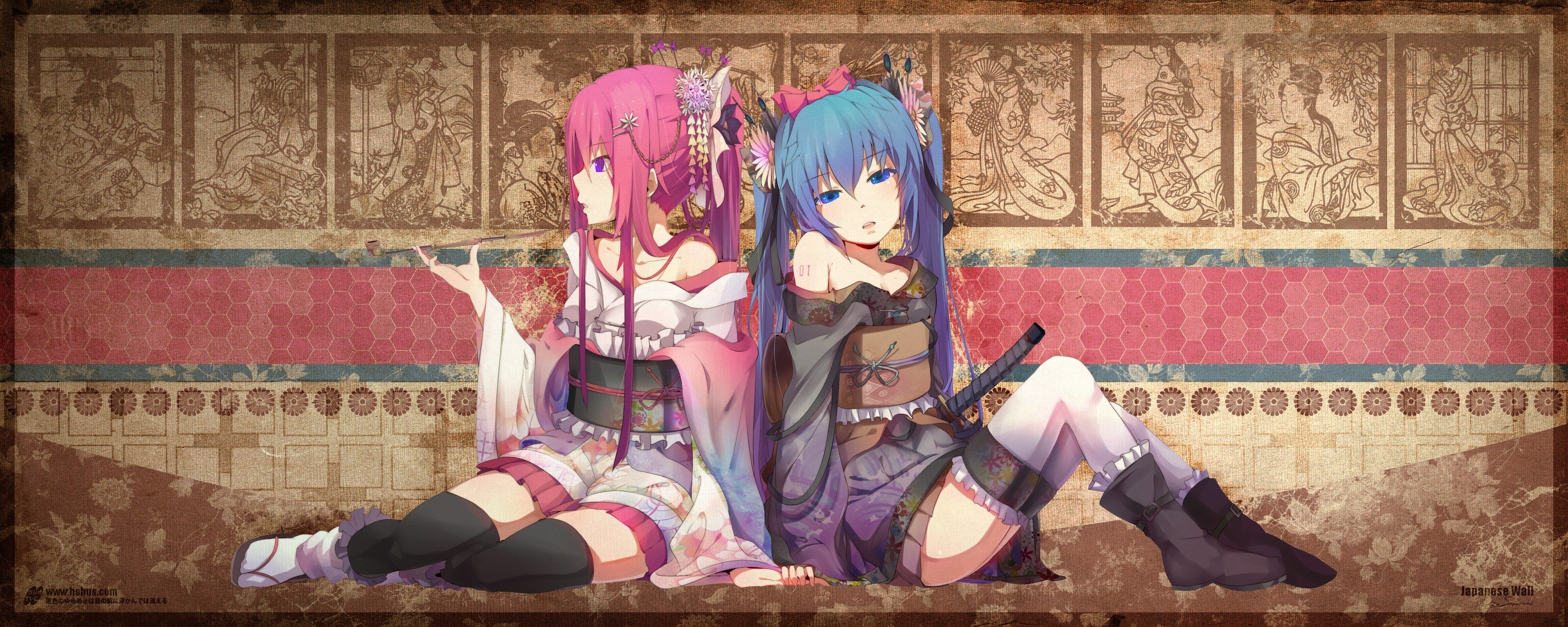 Hatsune Miku, Vocaloid, Megurine Luka, Traditional clothing Wallpaper