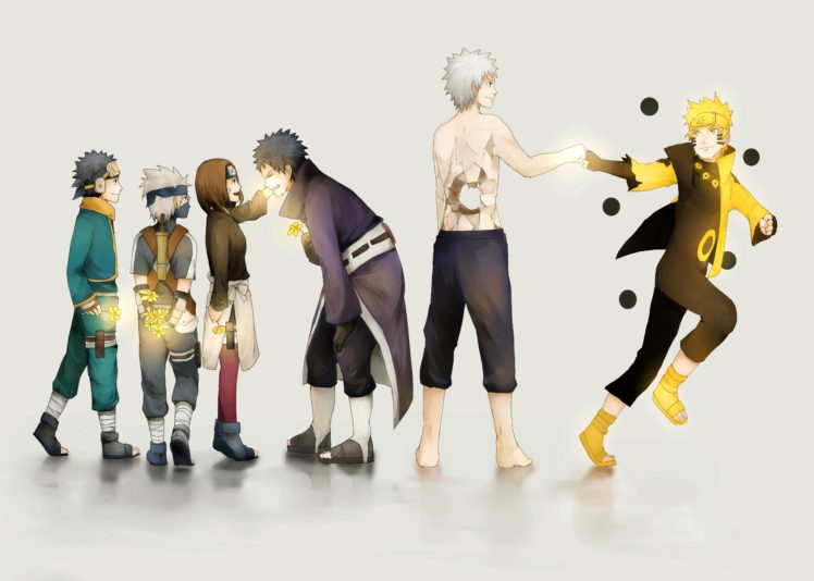 Uchiha Obito, Artwork, Nohara Rin, Uzumaki Naruto, Hatake Kakashi, Naruto Shippuuden HD Wallpaper Desktop Background