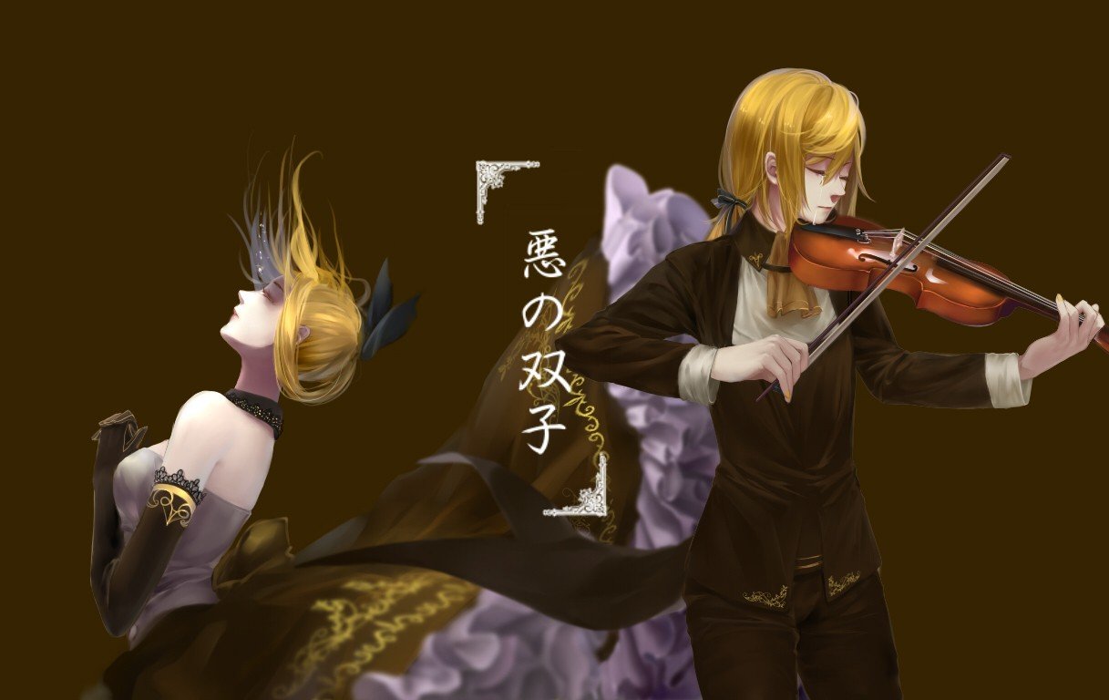 violin, Vocaloid, Kagamine Len, Kagamine Rin Wallpaper