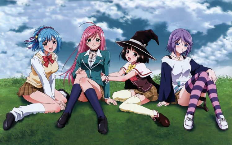 Rosario + Vampire, Akashiya Moka, Kurono Kurumu, Shirayuki Mizore, Sendo Yukari HD Wallpaper Desktop Background
