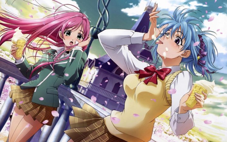 Rosario + Vampire, Akashiya Moka, Kurono Kurumu HD Wallpaper Desktop Background