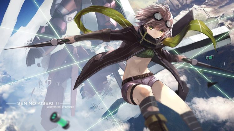 swd3e2, Anime girls, Fie Claussell, Goggles, Green eyes, Grey hair, Short hair, The Legend of Heroes, The Legend of Heroes: Sen no Kiseki HD Wallpaper Desktop Background