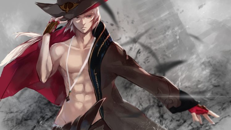 swd3e2, Anime, Anime boys, Abs, Coats, White hair, Dungeon and Fighter HD Wallpaper Desktop Background