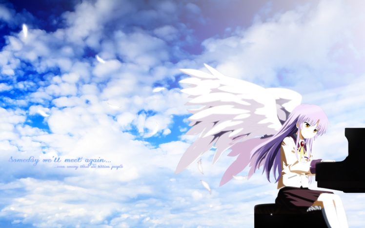 fantasy art, Angel, Piano, Tachibana Kanade, Angel Beats! HD Wallpaper Desktop Background