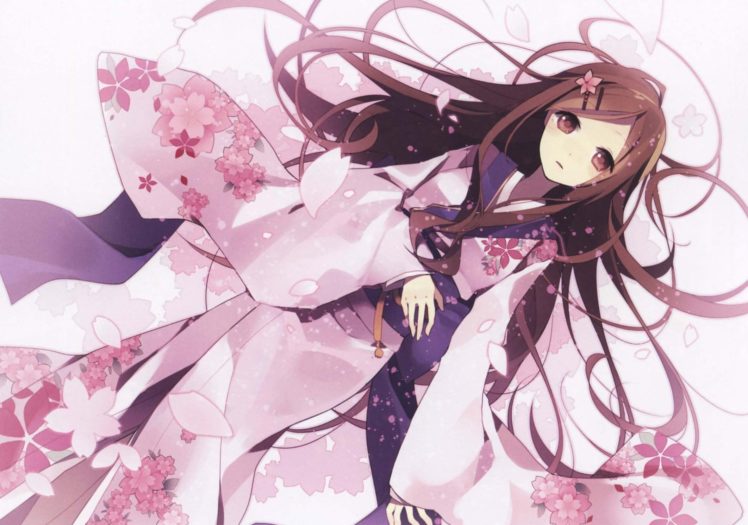 kimono, Anime girls, Traditional clothing, Original characters, Brunette HD Wallpaper Desktop Background
