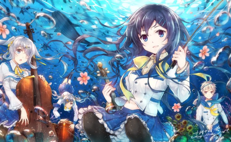 underwater, Musical instrument, Violin, Fish, Water HD Wallpaper Desktop Background