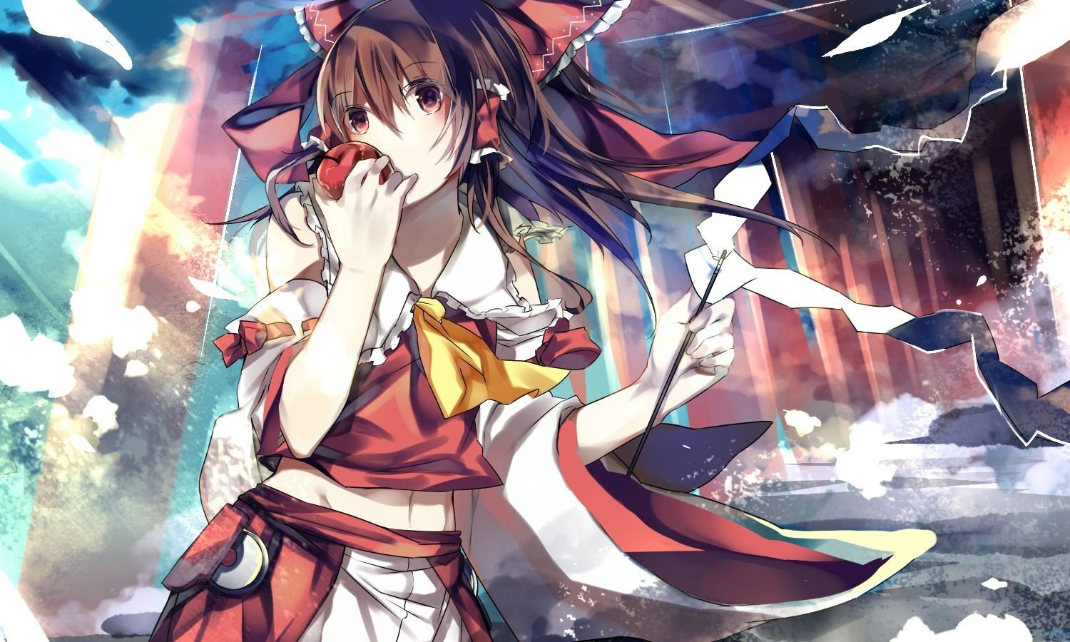 Touhou, Hakurei Reimu, Apples Wallpaper
