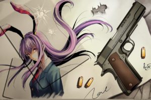 anime, Anime girls, Gun, Reisen Udongein Inaba, Touhou