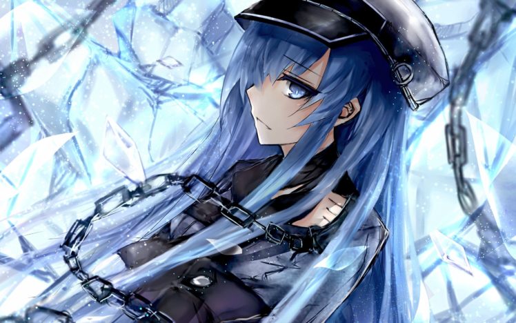 Esdeath, Akame ga Kill!, Blue hair, Blue eyes, Anime girls HD Wallpaper Desktop Background