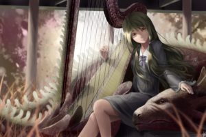 harp, Anime girls, Suits, Original characters, Musical instrument