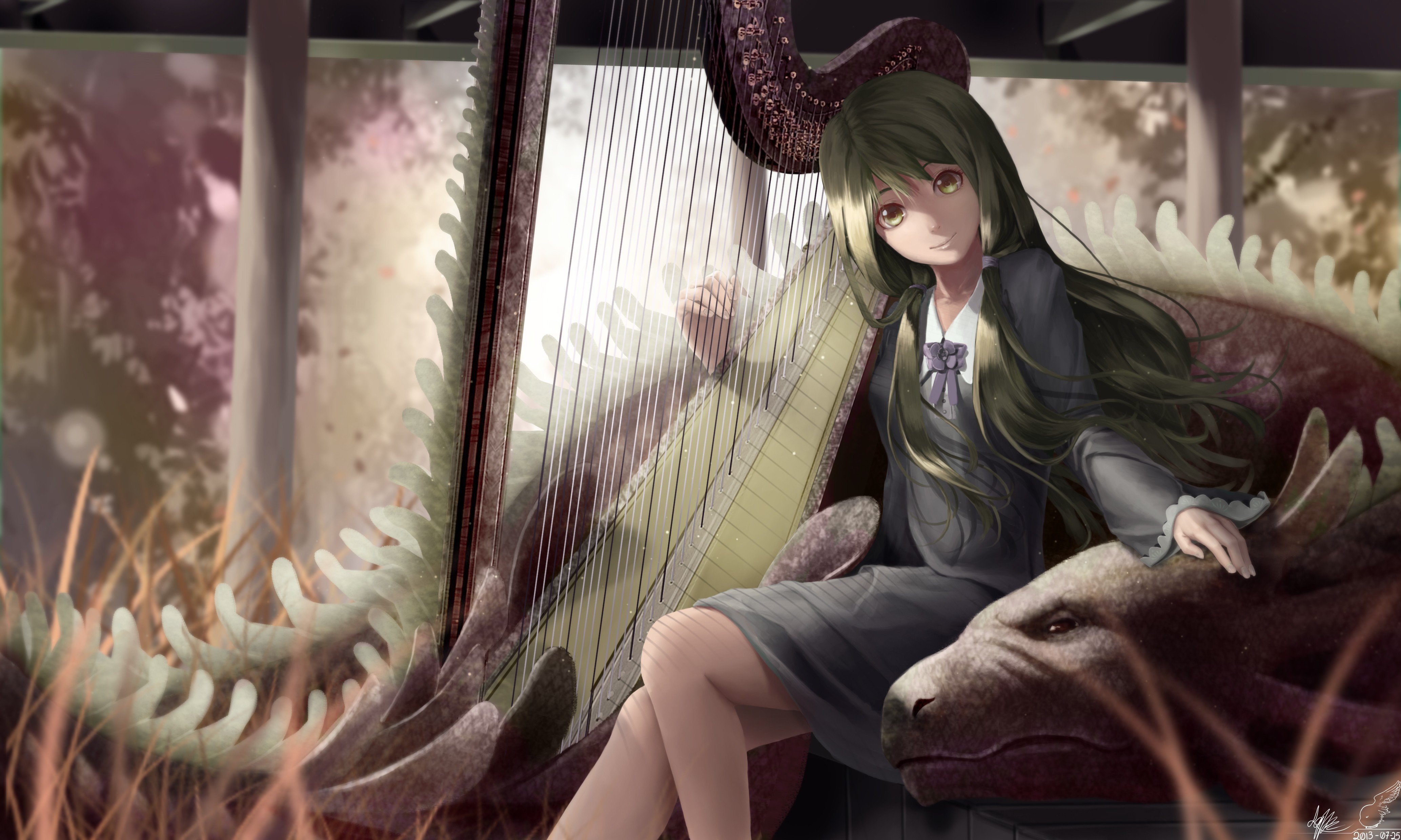 harp, Anime girls, Suits, Original characters, Musical instrument Wallpaper