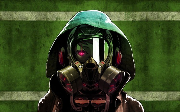 anime, Gas masks, Original characters, Green HD Wallpaper Desktop Background