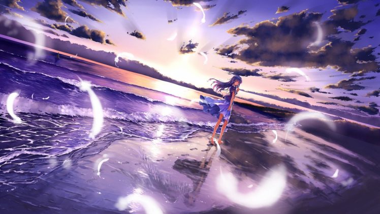 anime girls, Anime, Original characters, Beach HD Wallpaper Desktop Background