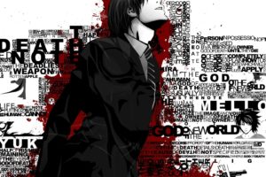typography, Death Note, Anime boys, Selective coloring
