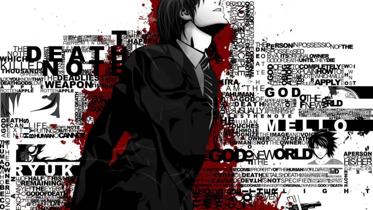 typography, Death Note, Anime boys, Selective coloring HD Wallpaper Desktop Background
