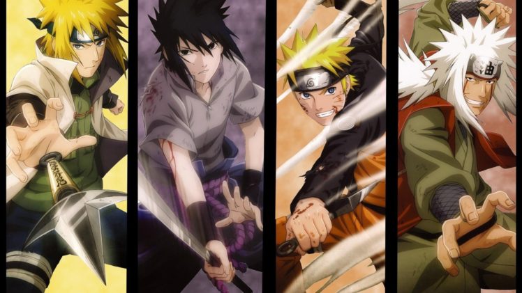 Naruto Shippuuden, Hokage, Anime, Namikaze Minato, Uchiha Sasuke, Uzumaki Naruto, Jiraiya, Panels HD Wallpaper Desktop Background