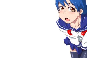 anime, School uniform, Blue hair, Ecchi