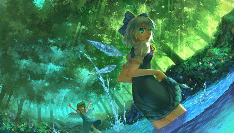 Touhou, Video games, Anime girls, Fairies, Daiyousei, Cirno HD Wallpaper Desktop Background