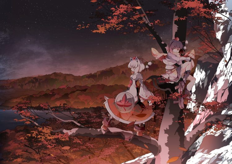 Touhou, Anime girls, Video games, Inubashiri Momiji, Shameimaru Aya HD Wallpaper Desktop Background