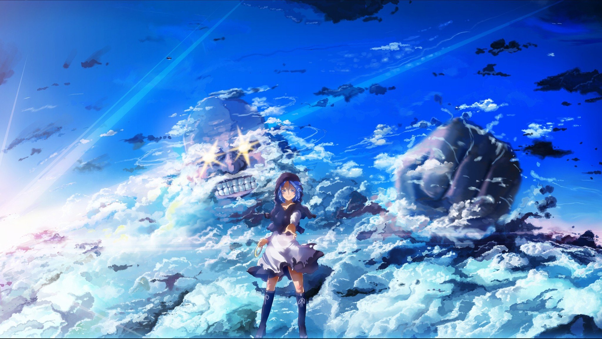 anime, Touhou, Anime girls, Blue Wallpaper
