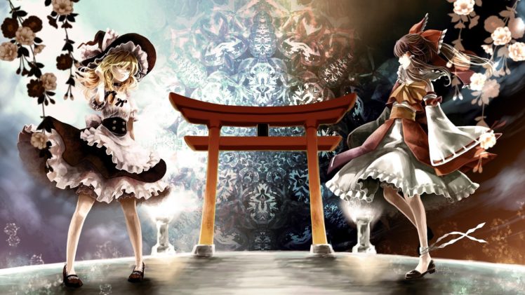 anime, Touhou, Anime girls, Hakurei Reimu, Torii HD Wallpaper Desktop Background