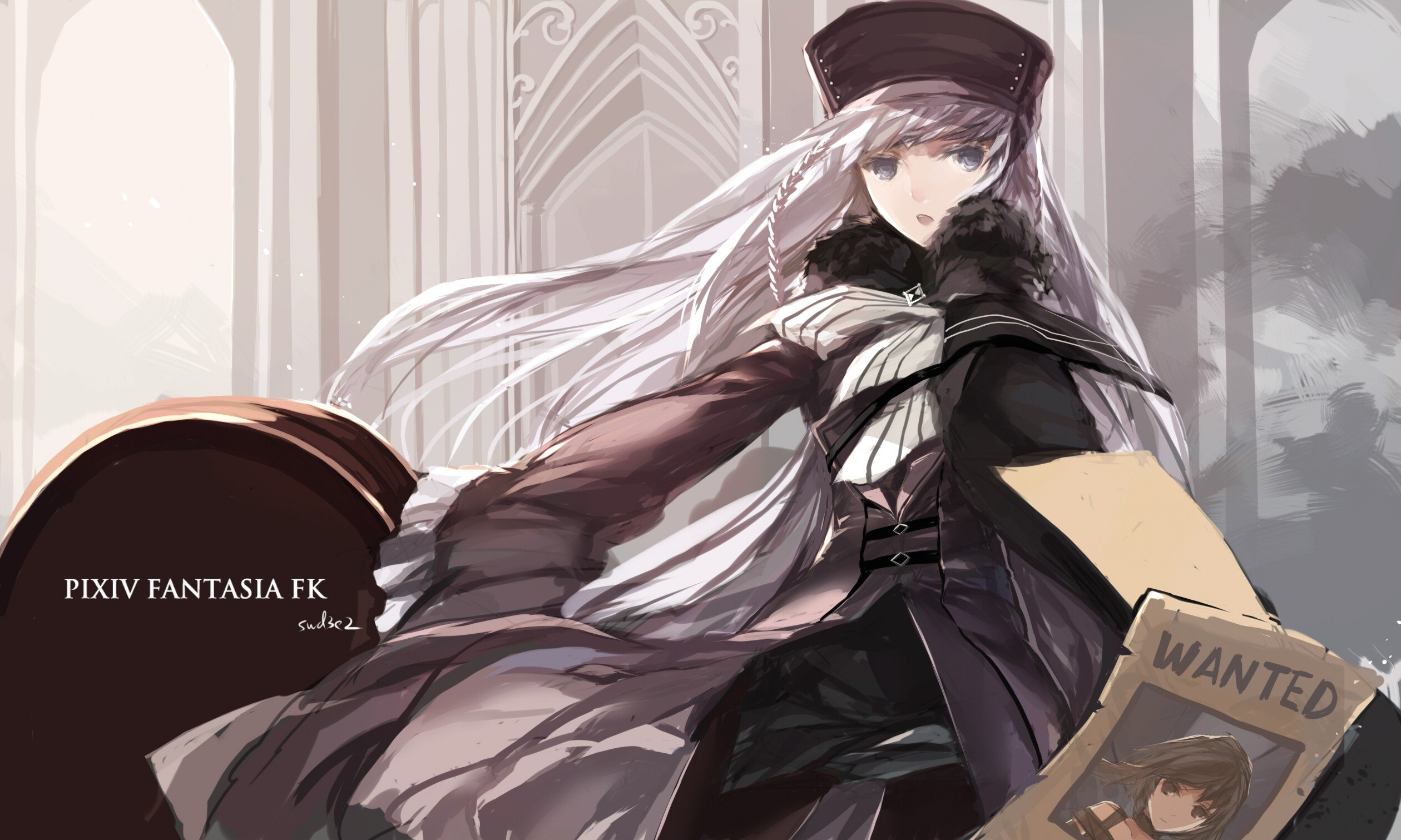 swd3e2, Anime girls, Pixiv Fantasia, White hair, Long hair, Original characters Wallpaper