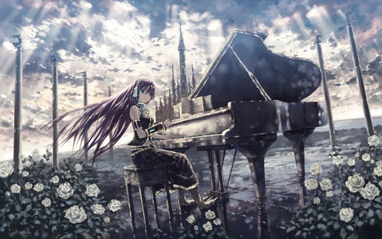 Vocaloid, Megurine Luka, Piano HD Wallpaper Desktop Background