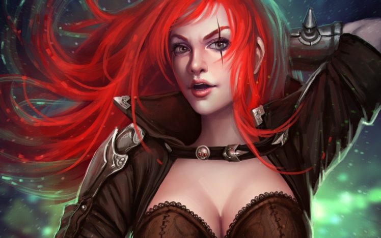 League of Legends, Video games, Redhead, Green eyes, Katarina HD Wallpaper Desktop Background
