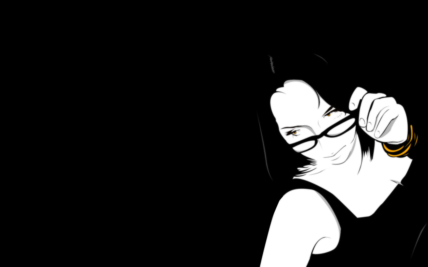 black, Glasses, Brunette, Mood Wallpaper
