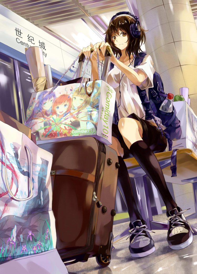 original characters, Headphones, Anime girls, NEKO (Yanshoujie) HD Wallpaper Desktop Background