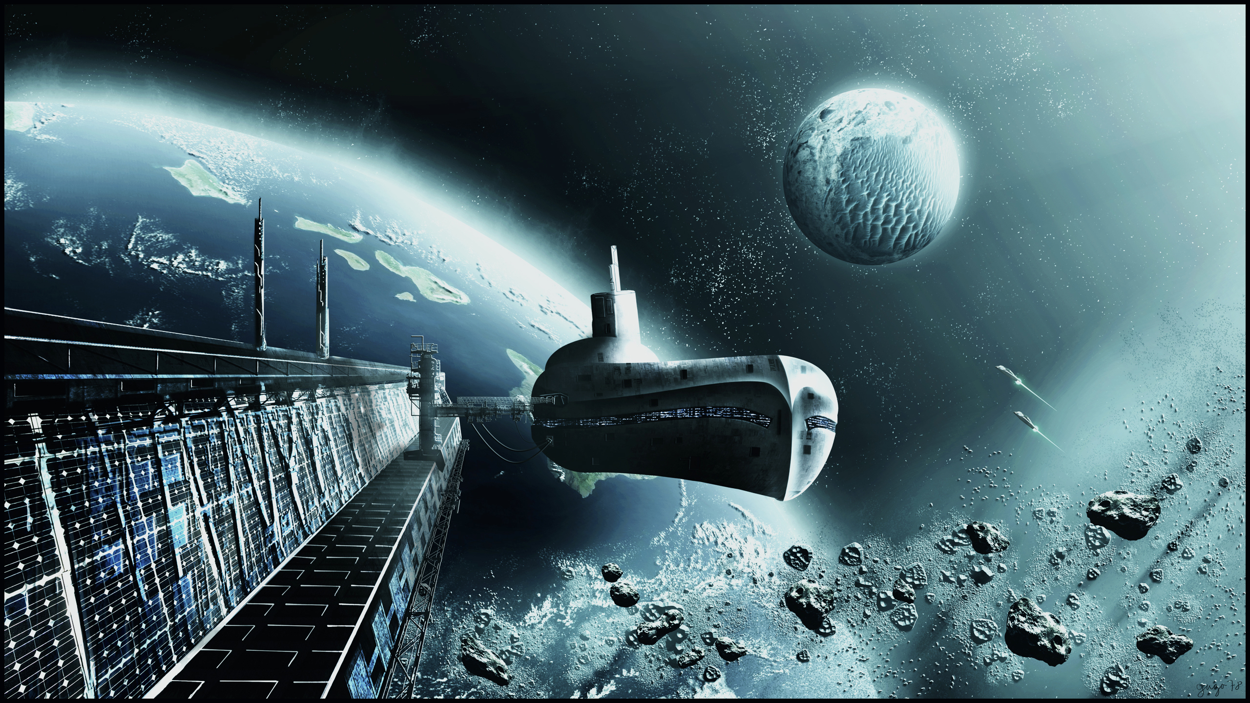 technics, Ships, Planets, Asteroids, Space, Spaceship, Submarine Wallpaper