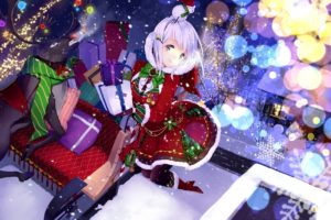 anime, Anime girls, Santa costume, Christmas, Original characters