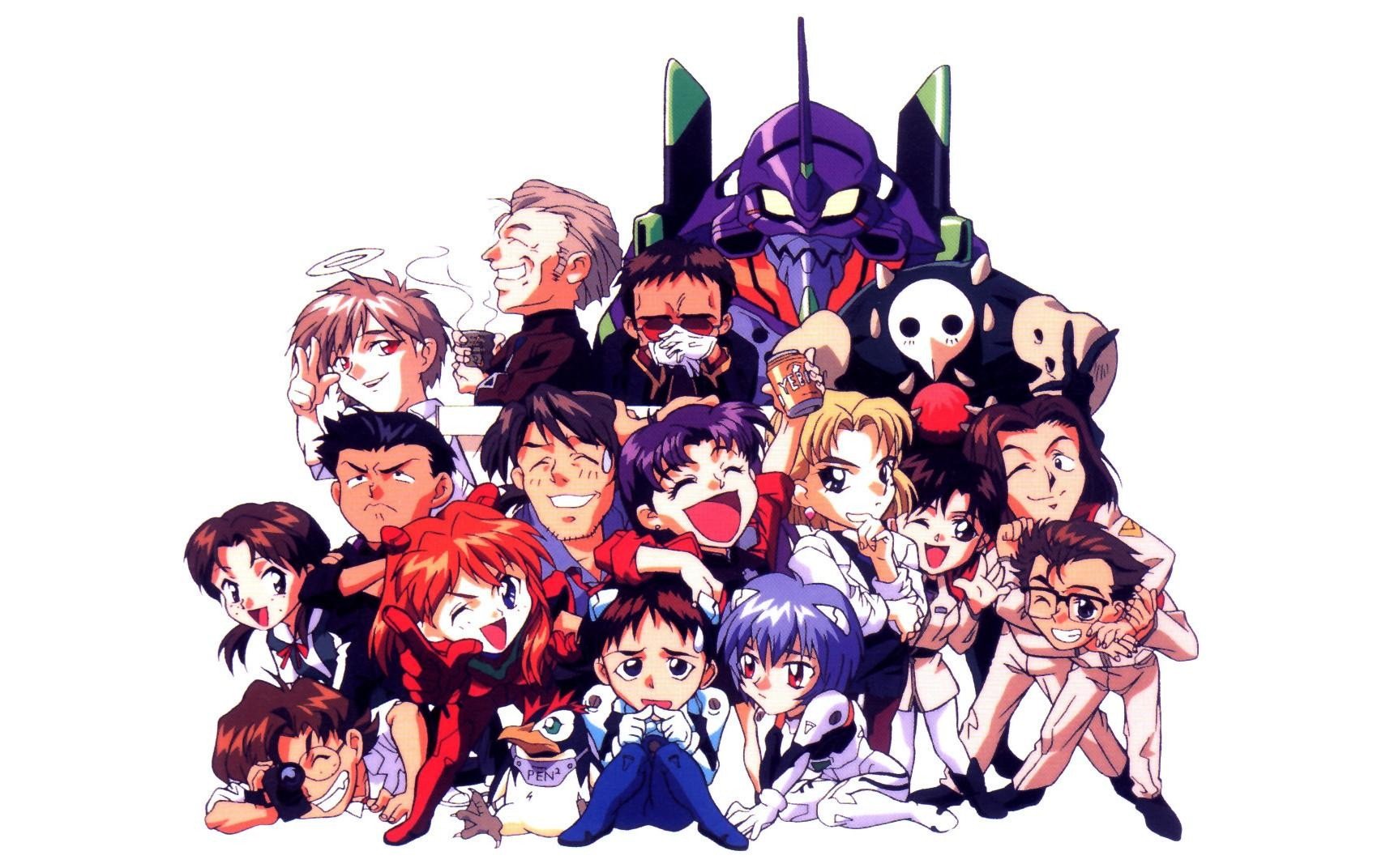 Neon Genesis Evangelion, Ikari Shinji, Gendo Ikari, Ayanami Rei, Asuka Langley Soryu, Pen², EVA Unit 01 Wallpaper