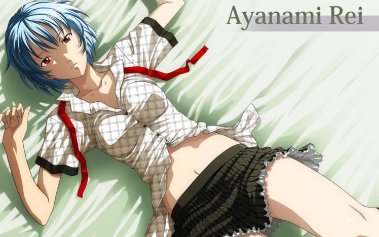 Neon Genesis Evangelion, Anime girls, Blue hair, Short hair, Red eyes, Ayanami Rei HD Wallpaper Desktop Background