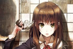 anime, Anime girls, Suicide, Pistol, Schoolgirls
